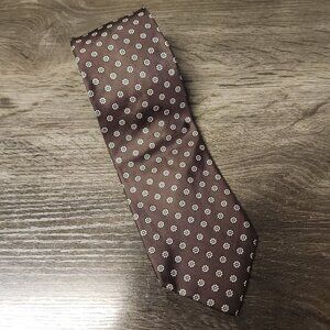 Vintage Guccini Tie Italian Hand Made Silk Brown Floral Classic Designer Necktie